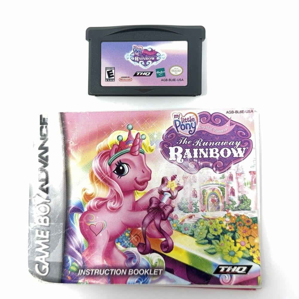 My Little Pony Crystal Princess The Runaway Rainbow GBA Cart Manual THQ 2006